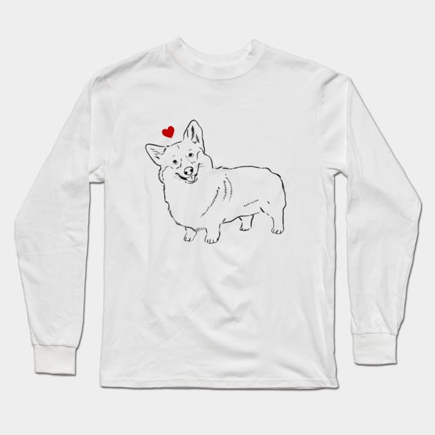 Corgi Lover, Cute Corgi, Corgi with Heart Long Sleeve T-Shirt by sockdogs